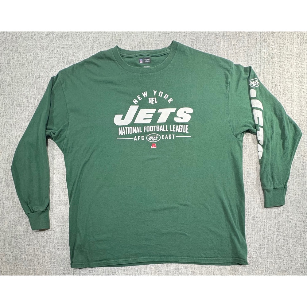 NFL Team Apparel New York Jets Long Sleeve Shirt Mens 2XL Green Football Tee